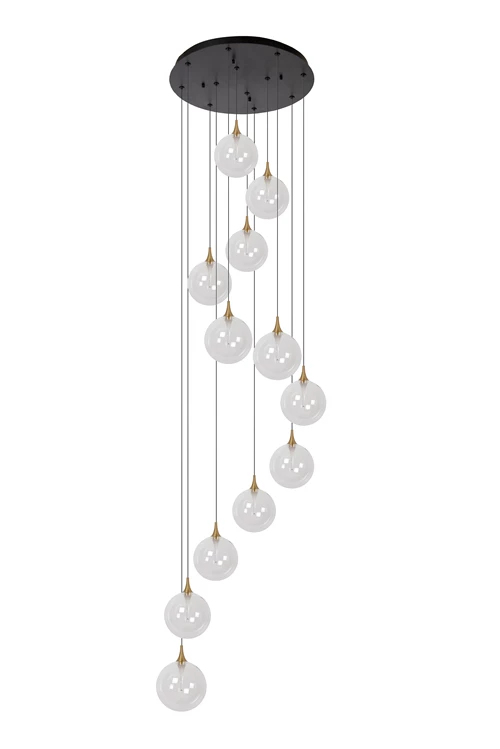 Lucide GISELA - Pendant light - Ø 61 cm - LED Dim. - 12x3,5W 2700K - Transparant | Premium - turned off